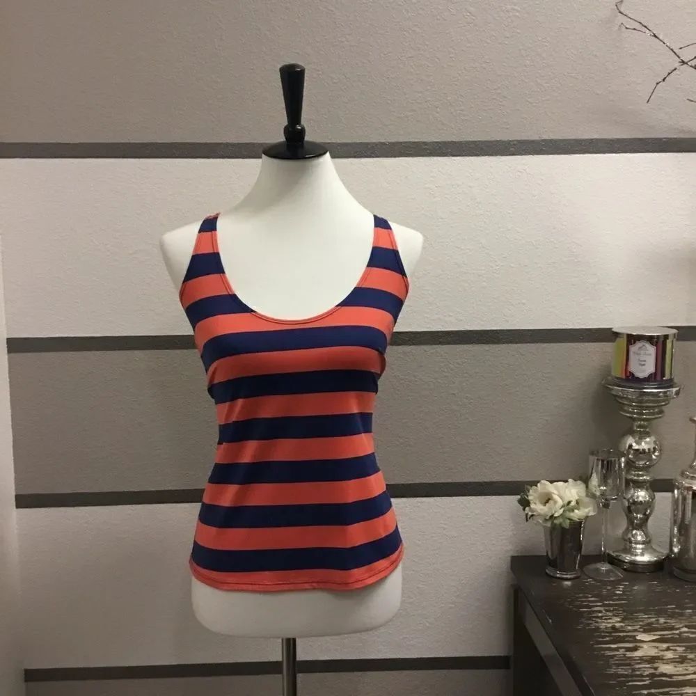 Splendid Navy/Coral Stripe Swimsuit Cover Up
